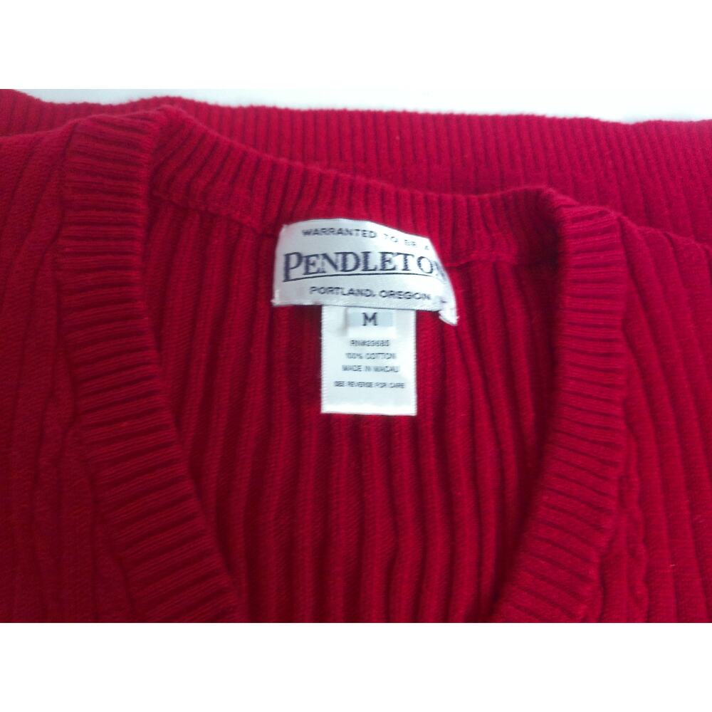 Vintage Pendleton Basic Red Cotton Cable Sweater … - image 2